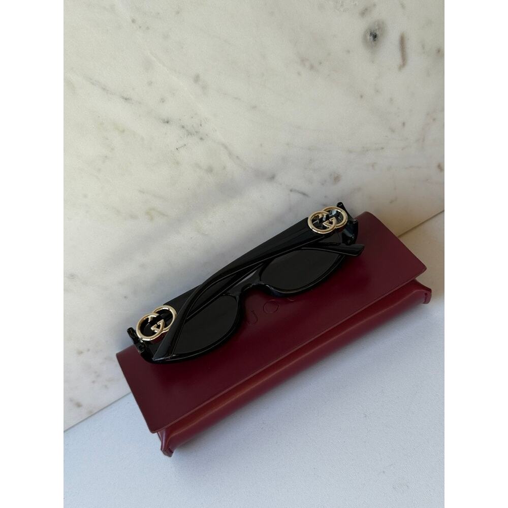 NEW Gucci GG1660S Black Slim Oval Logo Sunglasses - Picture 9 of 9